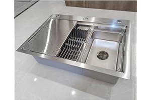 KOOGIMDDR Fregadero de cocina negro de 60 x 50 cm, de acero inoxidable 304SUS, 1 fregadero empotrable, con escurridor, desagüe y kit de rebosadero para la base y el accesorio