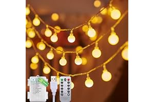 taiyongkang Guirnalda luces exterior pilas, 12M+1M 100 LED luces exterior pilas, 8 Modos con Control Remoto, Modelo de Luces Decorativas de Exterior Impermeable para Navidad, Fiestas y Reuniones