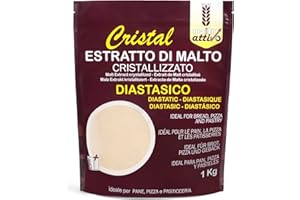 Malto Attivo, Cristal Diastasico 1000g, Estratto di Malto Cristallizzato ad Elevato Potere Diastasico, Malto d’Orzo e Mais Ideale per Panificazione, 5.000 Unità Pollak, Made in Italy.