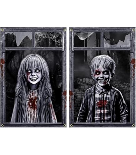 LUMOOM Décoration De Fenêtre Effrayante Pour Halloween, Porte