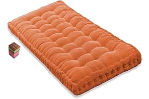 ILIEMAO Matelas de Sol capitonné ou Coussin pour Banc de Jardin 1/2/3 Places, Banquette et Chaise Longue Palette, 170 cm, 180 cm, Coussin pour Banc 150 cm Exterieur Interieur sur Mesure(Orange 1d,80x40 cm 32x