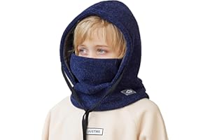 YAMEE Cagoule pour Enfants avec Masque Chaud Protection Contre Froid,Cagoule d'hiver Thermique Coupe-Vent Cache Cou,Masque de Ski Réglable,Balaclava pour Enfant pour Enfants Fille Garçon 4-10Ans