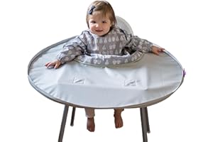 Tidy Tot ®™ Coverall Baby Weaning Bib & Tray Kit. Highchair Mat Surround Attaches to Highchair Tray with Feeding Bib with Sleeves. Attaches to Highchairs. Replaces Food Splash Mat Under Highchair