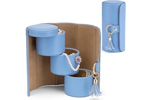 Vlando Travel Jewellery Organiser, Gifts for Women, PU Leather Jewellery Box for Necklaces, Earrings, Rings,Valentine's, Wedding Gifts