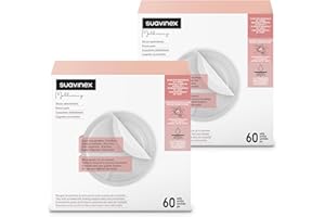 Suavinex, Discos Absorbentes de Lactancia 120 unidades, (2 Cajas x 60 uds), Discos Desechables, Súper Transpirables y Absorbentes, Extrafinos, Imperceptibles, En bolsitas individuales