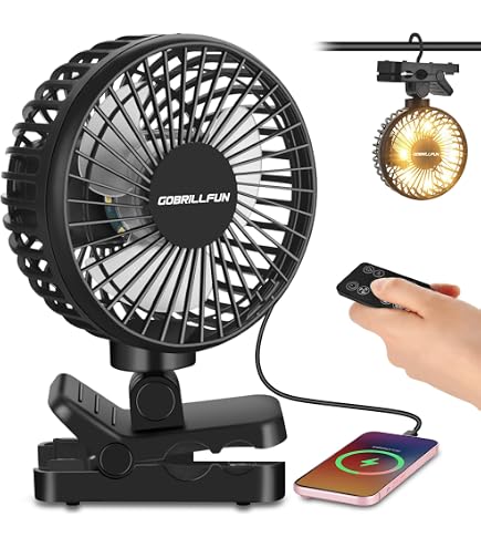 AXFEE Ventilatore Da Tavolo Piccolo, 2000mAh Ricaricabile Ventilatore Portatile, 5 velocità 360° Rotante, Display a LED, Silenzioso Mini Fan, per Casa, Ufficio, Campeggio -Nero