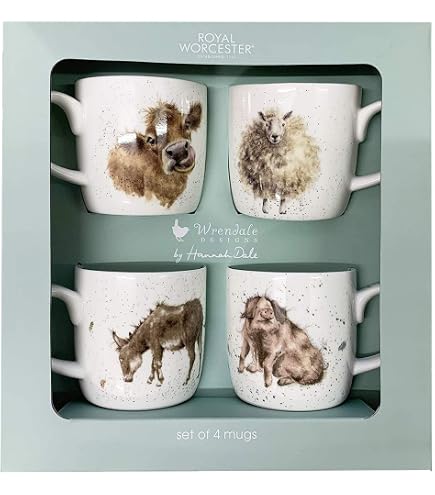 Set Tazza E Sottobicchiere Wrendale Designs 'Piggy In The Middle' – Royal Worcester, 0,3 L, Lavabile