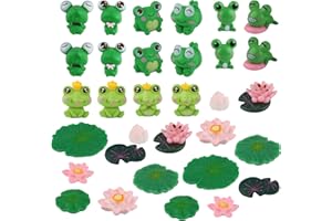 GUKASXI 32 pezzi carino rana figurine in miniatura, mini ornamento giardino, giardino in miniatura muschio paesaggio, fai da te Craft accessori per Frog Cake Topper, ornamenti decorativi per cruscotto auto