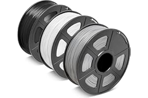 SUNLU Filament ABS 1,75 mm do drukarki 3D, wysoka trwałość/odporność na wysokie temperatury/doskonała wytrzymałość, kompatybilny z drukarkami 3D w 99%, łącznie 2,7 kg, szpula 0,9 kg, czarny + biały +