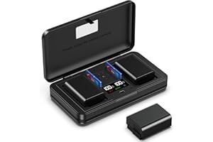 NOOUKUT NP-FW50 Akku Ladegerät für Sony ZV-E10 Kamera, Alpha a6500, a6300, a6000, a7, a7s ii, a7s, a5100, a5000, a7r, a7 ii, Kartenleser-Ladegerät mit LCD-Display