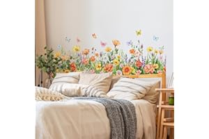 Fufuquare Adesivi da Parete di Fiori Colorati Adesivi in Vinile Facili da Applicare e da Togliere Adesivi Murali di Farfalle per la Stanza da Letto e il Salotto dei Bambini