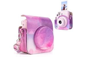 MUZIRI KINOKOO Instax Mini 12 etui do aparatu Fuji Mini 12 Instant Film - etui ochronne ze skóry PU w różnych wzorach, z regulowanym paskiem na ramię, Marzycielskie zachmurzenie, Etui na aparat