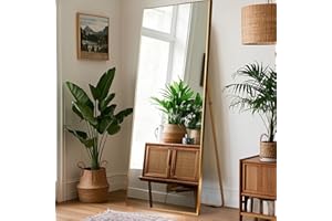 ‎APLANCEE Aplancee Standspiegel, 170x75cm, Ganzkörperspiegel mit Goldenem Metallrahmen zum Anlehnen oder Aufhängen an die Wand，großer Fußboden Spiegel für Ankleidezimmer, Wohnzimmer und Schlafzimmer