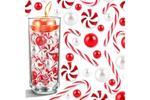 EKKONG 106 Perle Natalizie per Riempire Vasi, Perline Galleggianti Rosse e Bianche, Perline di Riempimento Vasi e Decorazione di Natale (Rosso-Bianco)