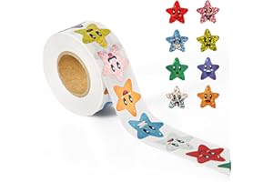 XIHIRCD 500uds Pegatinas de Estrellas, 2,5cm Pegatinas de Recompensa Rollo con Purpurina Autoadhesivas para Tabla de Comportamiento Recompensa para Niños Suministros para Profesores