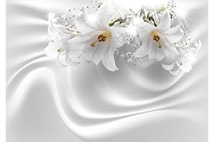 decomonkey - Papier Peint Intissé Fleurs Lys 400x280 cm - Panoramique Image XXL Maison Chambre Déco Photo Murale Décorative Tenture Murale pour Appartement Décoration Salon