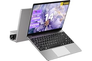 BVATE Ordenador portátil 14",Win11 N4020 Up to 2.8Ghz 256GB Admite expansión SSD 1TB 14" Portátiles FHD 2.4G+5G WiFi BT 4.2 Mini HDMI con ratón inalambrico & Pegatinas Teclado Español-Gris