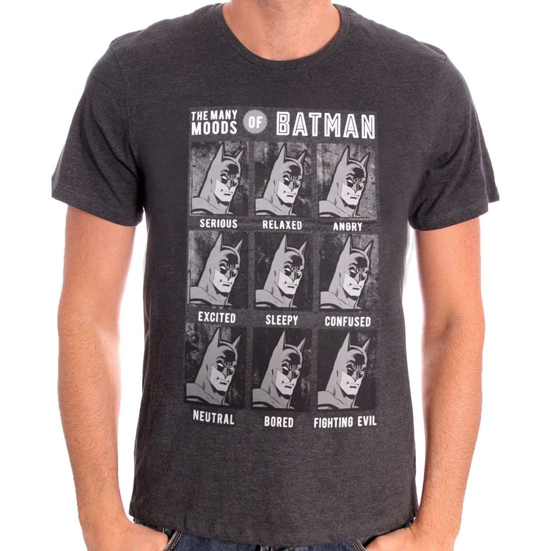 DC-Comics-Batman-Herren-T-Shirt-Batman-Emotions-Grau-S-XL