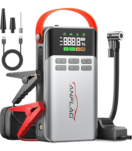 Power Bank Avviatore Auto 1000A Con Compressore Aria – Ricarica Auto, Gonfia Pneumatici, Torcia LED