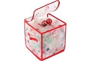 EDWINENE Christmas Bauble Storage Box - 64 Compartment Ornament Storage With Dividers for Decorations (Santa)
