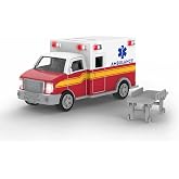 Driven by Battat Işıklar ve Sesler ile 7 İn&ccedil; Ambulans Oyuncak, Erkekler ve Kızlar i&ccedil;in Kurtarma Aracı, Dayanıklı Tasarım, Ger