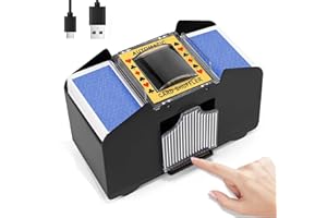 ZIKSUN 1-4 Deck Poker Shuffler Machine, USB Charging/Battery Operated Automatic Card Dealer, Electric Shufflers Playing Poker/UNO/Bridge Game Accessories for Family Party