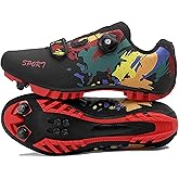 Hixingo Cycling Shoe Men,Women Graffiti Colorful Printing Shoes Mountain Bike Outdoor MTB Compatible with SPD Lock System, Cy