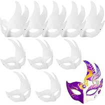 12 Weiße Papier-Vollgesichtsmasken – DIY Zum Bemalen Für Opern, Maskenbälle & Halloween – 6x Männlich, 6x Weiblich