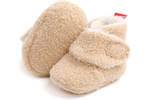 KFNIRE Cozy Fleece Baby Booties with Cotton Lined, Anti-Slip & Soft Sole Newborn Baby Booties 0-18Months Sock Shoes Unisex Baby Slipper Winter Warm Shoes