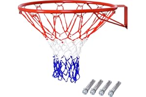 ‎COSTWAY COSTWAY Ø 45 cm Basketballring mit Netz, Basketball Korb aus Stahlrahmen und wetterfestes Nylonnetz, Basketballkorb für In- und Outdoor