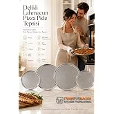 Transformacion 4'l&uuml; Set Delikli Pizza Tepsisi, 17cm ve 22cm Paslanmaz &Ccedil;elik Lahmacun Pide Tabağı, Kişisel Porsiyon &Ccedil;ıtır Pişi