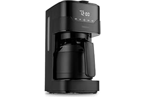 ‎MEDION MEDION Kaffeemaschine mit Thermoskanne und Timer (Filtermaschine, 8 Tassen, 1,2 Liter, 900 Watt, 3 Stufen, Warmhaltefunktion, Timer Zeitschaltuhr, Antitropf, Display, MD18458) matt schwarz