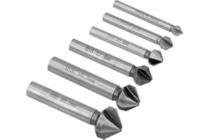 QWORK® 6 Pezzi Svasatore 90°, 6.3-20.5 mm Punta da Trapano in Acciaio HSS, per Metalli, Legno e Plastica