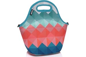 VASCHY Bolsa Termica Porta Alimentos, Bolsa Comida Trabajo Mujer Bolsa Almuerzo Neopreno con Bandolera Bolsa Isotermica con Correa para el Hombro para Escuela Oficina Picnic Playa, 12,7L, Triángulo