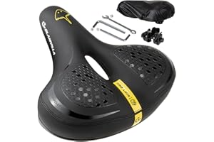 GLAMVILLA Sillín de Bicicleta,Impermeable Asiento Bicicleta Gel de Montaña/Carretera/Urbana de Hombre Mujer, Antiprostatico Sillin Bicicleta Estatica Comodo y Grande, 26 * 23 * 10 CM