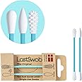 LASTSWAB - Reusable qtips Double Pack - Reusable Cotton Swabs for Ear Wax removal and Pointed qtips for Makeup removal - Zero Waste Eco friendly product (Turquoise)