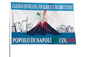 MAGNATEVE 'O LIMONE Bandiera Popolo di Napoli 2023 Originale – Bandiera 60x60 cm Vesuvio erutta – Gadget Idea Regalo Tifoso Calcio Originali – Idee Regali Divertenti per Tifosi