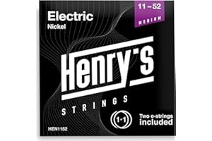 HENRYS® Gitarrensaiten E-Gitarre - E-Gitarren-Saiten Mit Vernickelter Außenseite & Edelstahlkern - Extra E1-Saite - Medium Saiten für E Gitarre 11-52 - Electric Guitar Strings