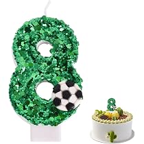 Candelina Calcio, Bianco Verde Decorazione per Torta da Calcio Candele con Numeri di Compleanno Paillettes Scintillanti Tema Calcio Decorazioni per Feste di Compleanno Celebrazioni (Numero 1