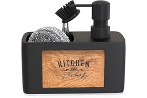 Porta Sapone Cucina Nero con Porta Spugna - Dosatore Detersivo Piatti - Soap Dispenser - Portasapone - Chill House Dispenser Sapone Liquido