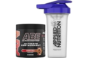 Applied Nutrition Bundle ABE Pre Workout 375g + 700ml Protein Shaker | All Black Everything Pre Workout Powder, Energy & Physical Performance with Creatine, Beta Alanine (Cherry Cola)