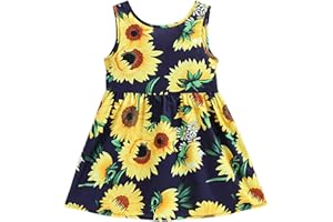 DHASIUE Girls Sleeveless Dresses Floral Print Sundress Princess Party Flutter Sleeve Dress Toddler Kids 2-8 Years