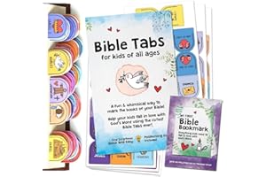 BORN2CALM Lot de 63 onglets de Bible pour enfants – Lot de 63 onglets laminés pour étude de la Bible avec guide inclus + marque-page magnétique – Fournitures de journal biblique pour aider vos petits gars à