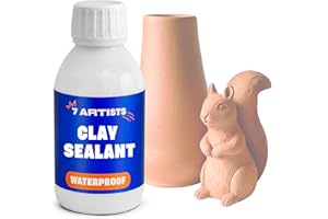 7 Artists Clay Sealant 125 ml – Waterproof Sealant for Air Dry Clay, Pottery, Terracotta, Modelling and Moulding Clay | Transparent Pottery Sealer for Crafts, Sculptures and Hand-Made Decorations