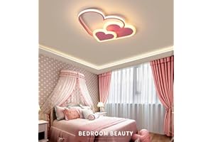 GUANSHAN Plafonnier 3D LED Créatif Stéréoscopique Coeurs Plafonnier Éclairage pour Garçons Filles Chambre Maternelle, Lumière Chaude, 44W, Rose