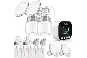 Lulia Sacaleches Electricos Portátil, Extractor de Leche Materna Doble, Aspiración Indolora, 4 modos y 9 Niveles, Hay dos Tamaños de Brida para Elegir, Recargables y Muy Tranquilos