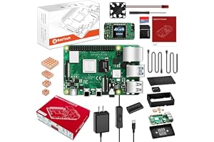 Ｒ∞ＲａｓＴｅｃｈ RasTech Raspberry Pi 4 Model 4GB Starter Kit with 32GB Micro SD Card, Power Supply with ON/Off, Case, Cooling Fan, HDMI Cables, Copper Heatsinks, Card Reader, Screwdriver