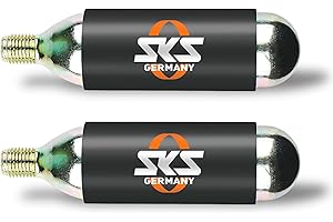 SKS GERMANY CO2-KARTUSCHEN 16 G & 24 G MIT/OHNE GEWINDE SET Luftkartuschen, Fahrradzubehör (blitzschnelles Aufpumpen, geeignet für MTB-, Rennrad- & Trekkingreifen, inkl. Kälteschutz), Schwarz