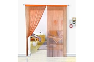 HSYLYM String Curtains Spaghetti Door Beads Light Weight Colourful Dense Bead Curtains for Living Room,Orange,90x200cm