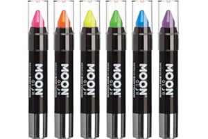 Moon Glow, Neon-UV-Gesichtsmalstift/Körperkreiden-Make-up für Gesicht und Körper, Pastellfarben, leuchtet hell unter UV-Beleuchtung (6 Stück (1 Stück))